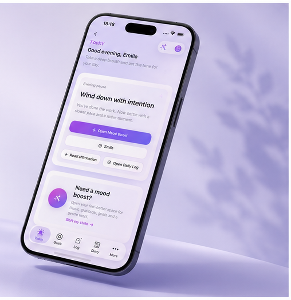Aligned Self app shown on a phone